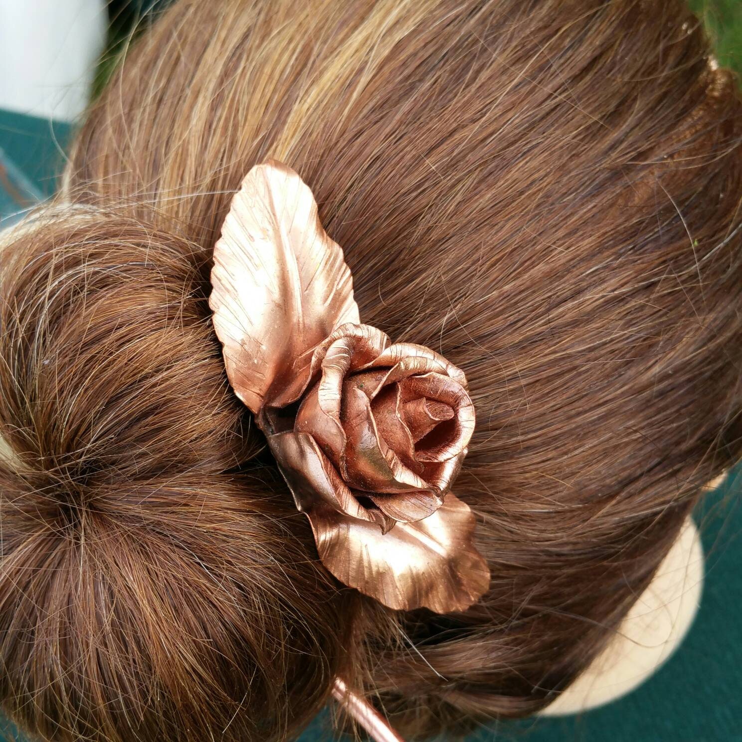 rose hair stick, hair chopstick, fake hair flower accessory, wedding hair  flower, flower hair pick, hair jewellery, bridesmaid hair flower