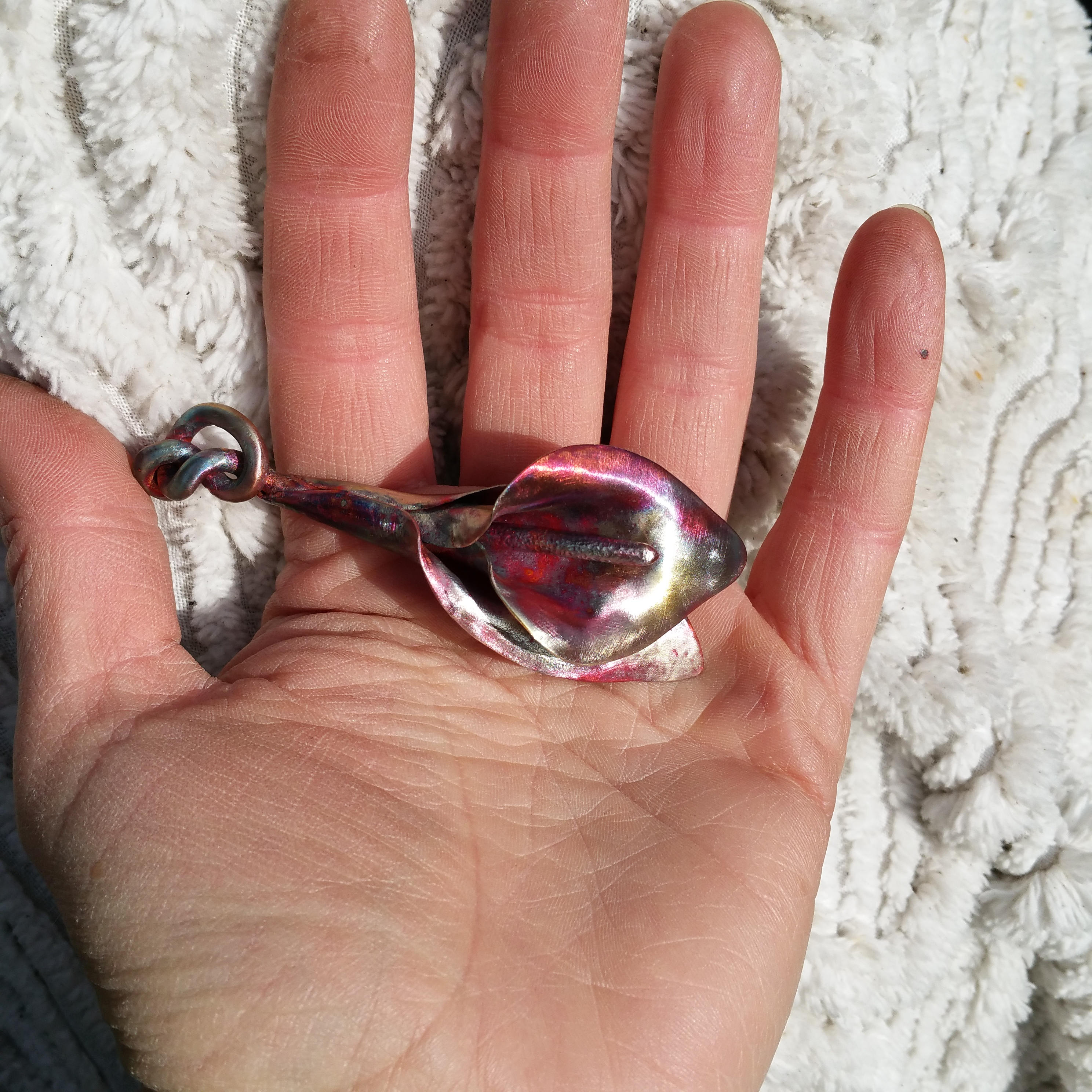 Rainbow Flower Keyring Calla Lily Keyring Copper Flower Etsy