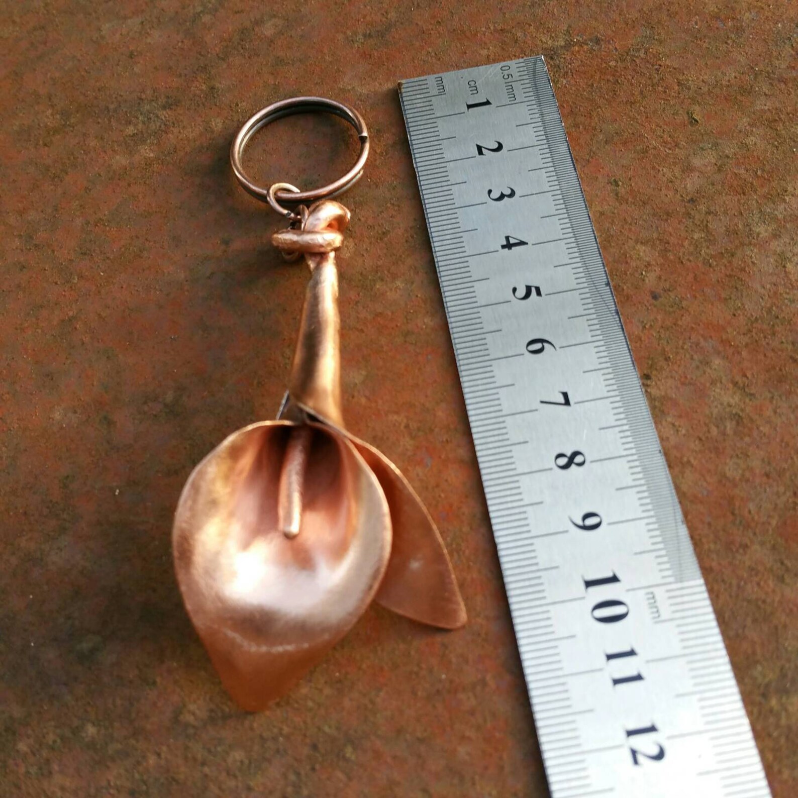 Rainbow Flower Keyring Calla Lily Keyring Copper Flower Etsy