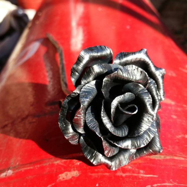 Gothic black steel rose, 11th Wedding anniversary, metal flower, vampire prop, day of the dead decorations gift,