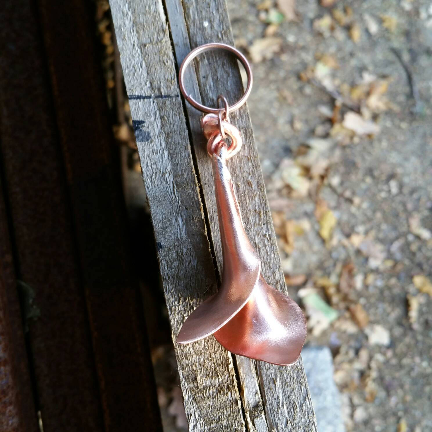 Copper Calla Lily Keyring, Copper Flower Keyring, Key Chain, Floral ...