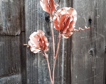 Copper Sweet Pea, Handmade flower, made from metal, keep forever