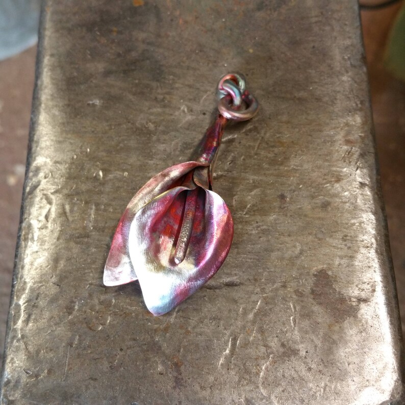 Rainbow Flower Keyring Calla Lily Keyring Copper Flower Etsy