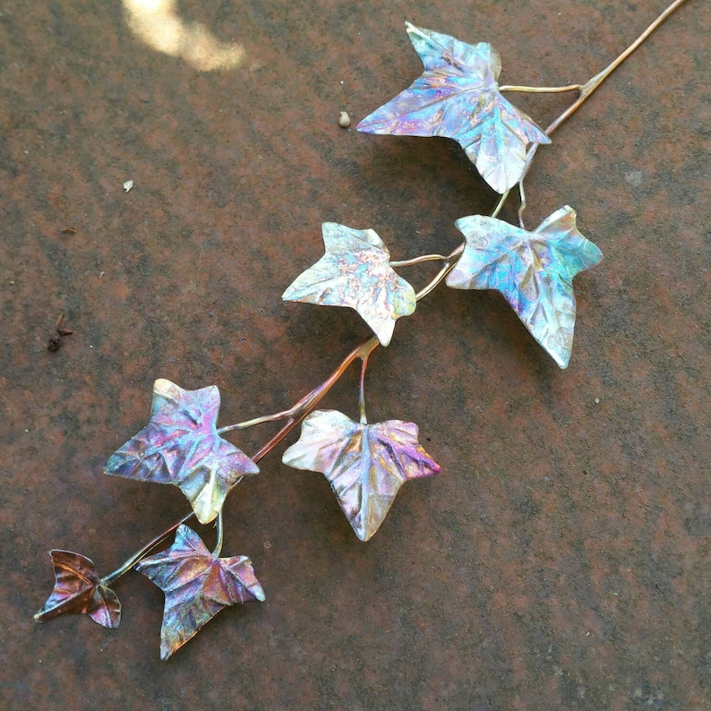 Aurora Borealis Metal Ivy Leaf Spray Copper Branch Ivy Etsy UK