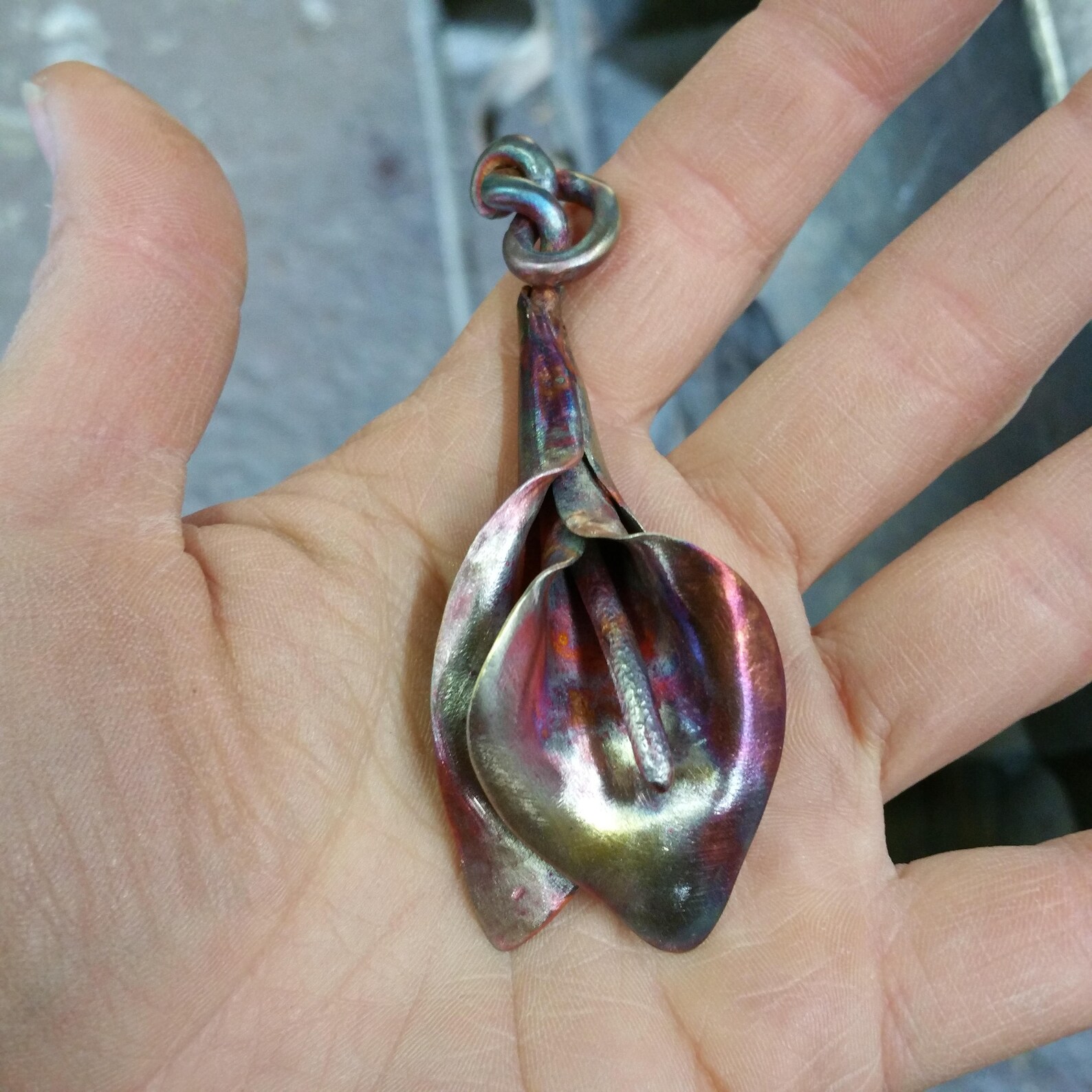 Rainbow Flower Keyring Calla Lily Keyring Copper Flower Etsy