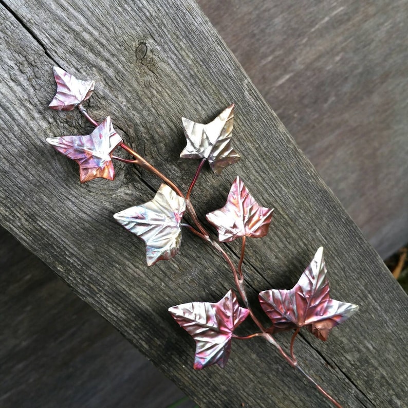 Aurora Borealis Metal Ivy Leaf Spray Copper Branch Ivy Etsy UK
