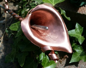 Lirio cala de cobre con cinta, regalo para novia, regalo para esposa, 7º/9º aniversario de bodas de cobre, decoración rústica para bodas