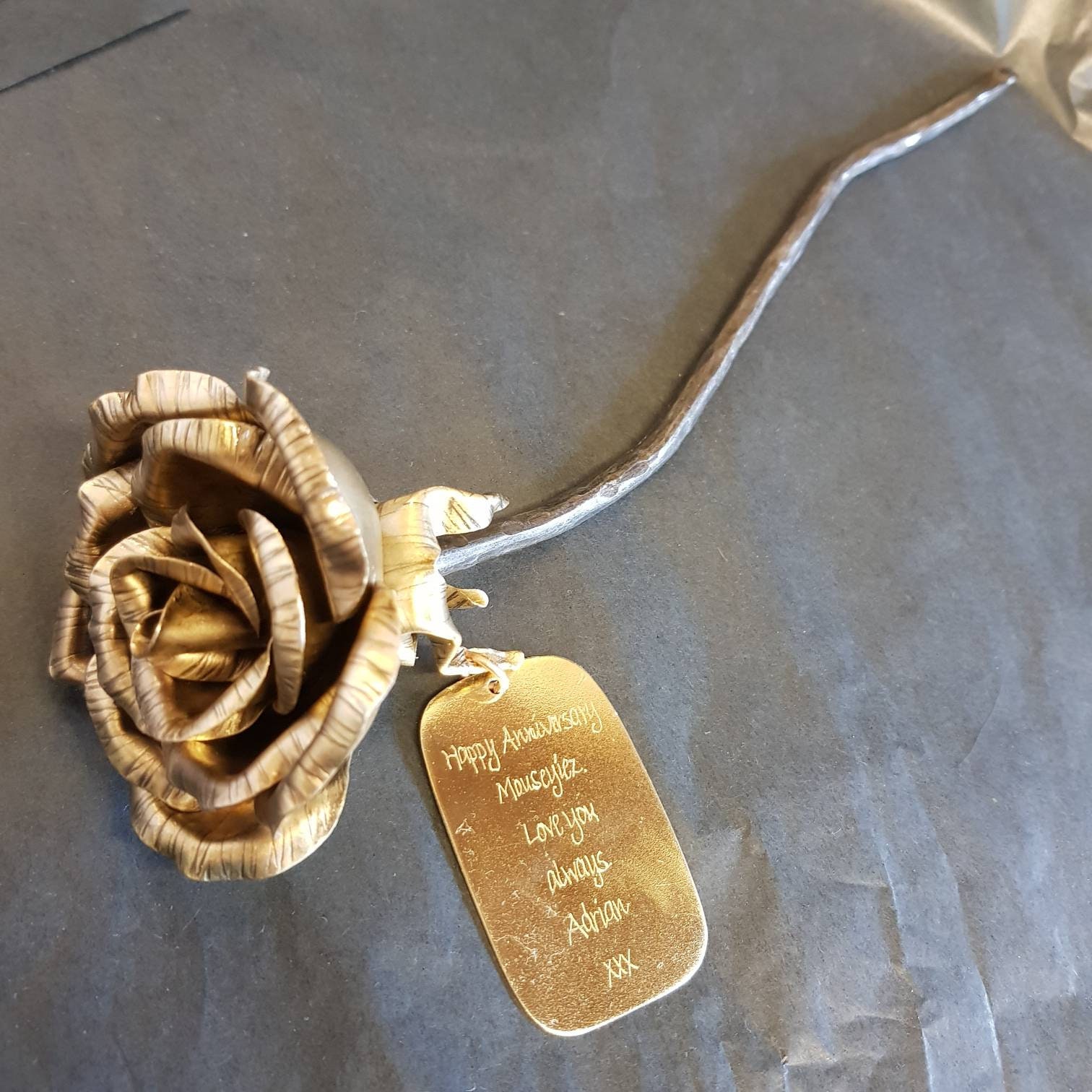 Bronze Rose 8th Bronze Wedding Anniversary Metal Art Etsy