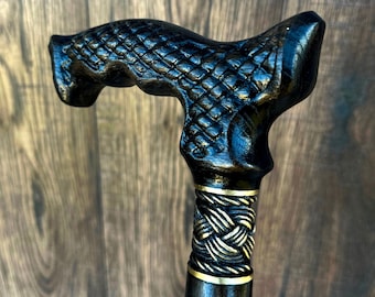 Walking Cane Wooden Sticks Walking Stick OAK wood Canes Wooden Cane Handcrafted Handmade Cane Woodcarving Exclusive Wenge color