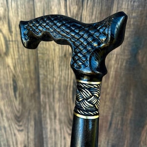 Walking Cane Wooden Sticks Walking Stick OAK wood Canes Wooden Cane Handcrafted Handmade Cane Woodcarving Exclusive Wenge color