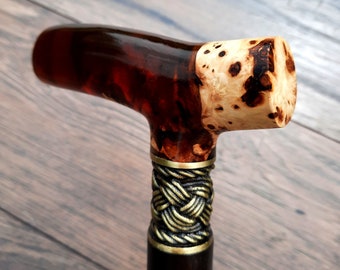 Cane Walking Stick Burl Hybrid Acryl Wood Reed Wooden Walking Cane Sticks Walking Sticks Handcrafted Handmade Cane Exclusive S51