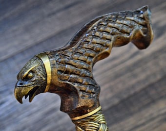 Adler Gehstock Holzstäbe Gehstock Eichenholz Stöcke Holzstock Handgefertigt Handarbeit Gehstock Holzschnitzerei Exklusiv