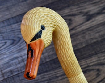 Handmade designer Trendy Look swan Walking Stick Vintage Spiral Carved Wood cane