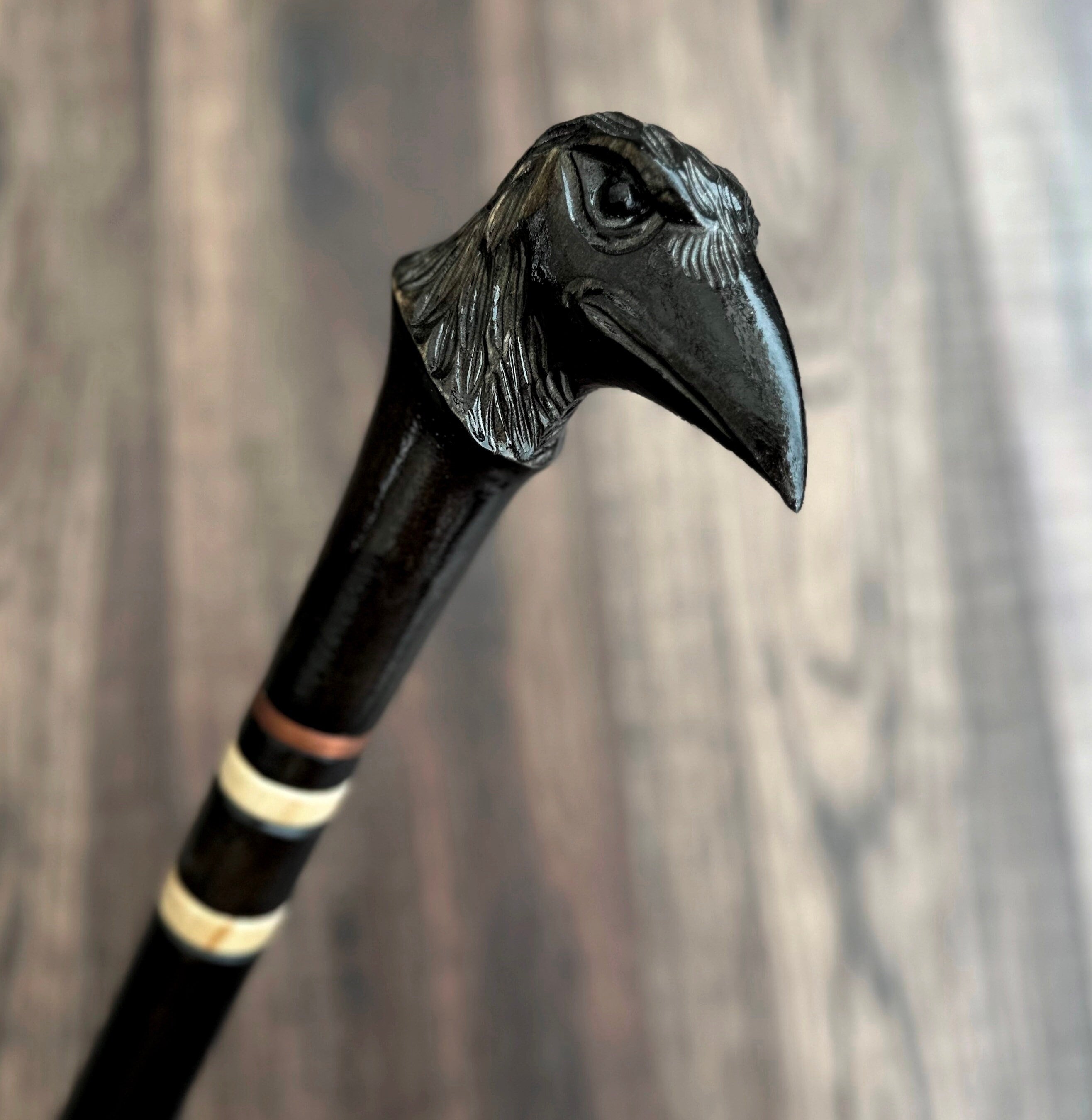 ANCIEN BÂTON DE marche voctorien manche tête de corbeau laiton canne en