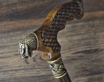 Bastones de madera de roble de serpiente Bastón de madera Bastón para caminar Bastones de madera Bastón para caminar Bastón hecho a mano Tallado en madera Exclusivo Caña