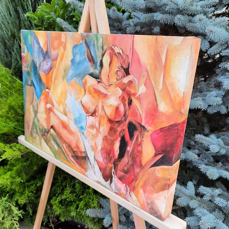 Nude Painting Nudeart woman Body Oil Painting Decoration Art Erotic Wall art Bedroom Fabric canvas Wood frame