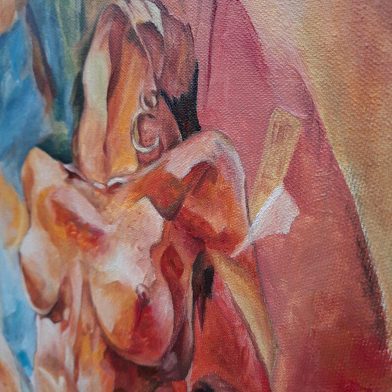 Nude Painting Nudeart woman Body Oil Painting Decoration Art Erotic Wall art Bedroom Fabric canvas Wood frame