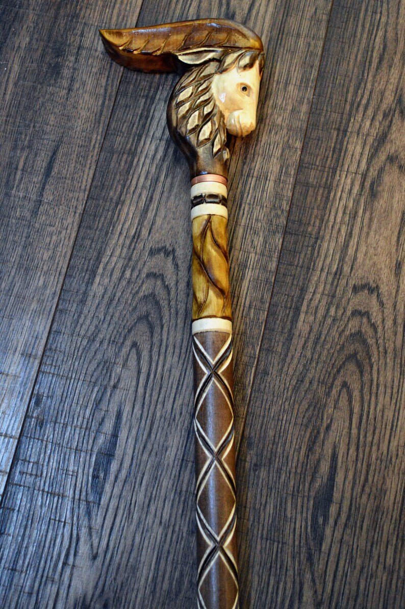 Goat New Cane Collectible Cane Wooden Cane Walking Cane Wooden Etsy