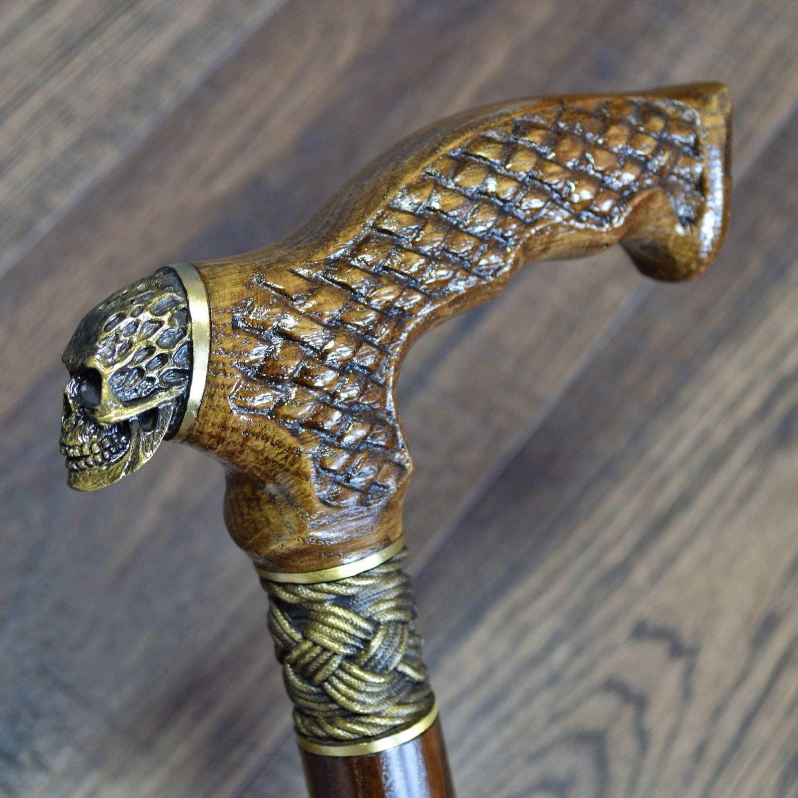 Walking Cane Wooden Sticks Walking Stick Alien Skull OAK Wood Canes ...