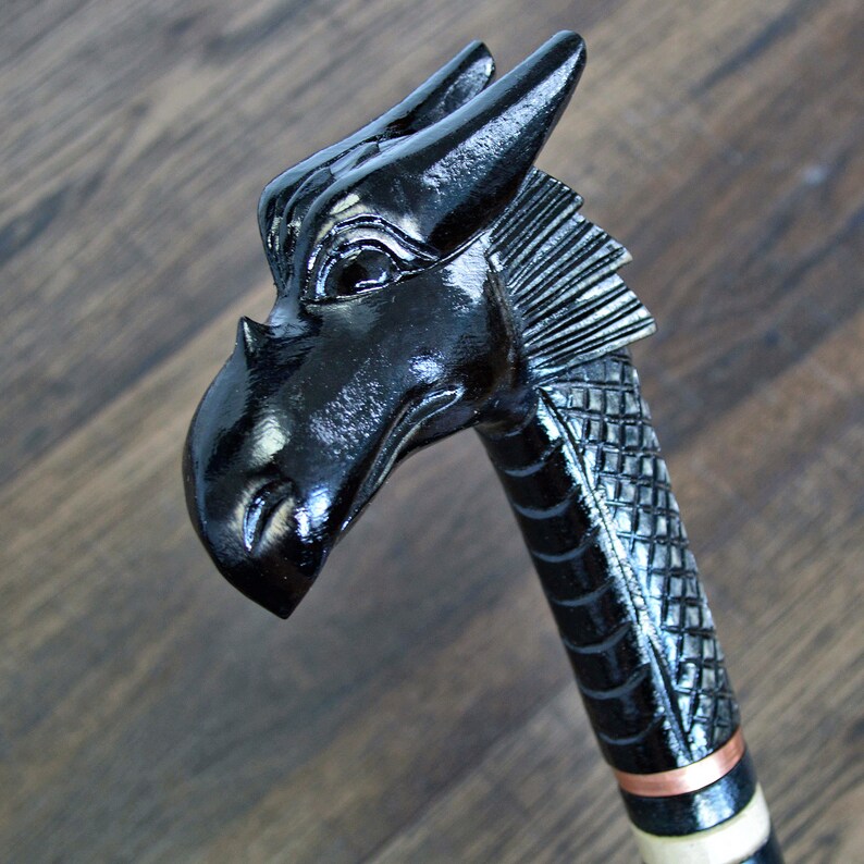 Dragon Black Cane Collectible Cane Wooden Cane Walking Cane Etsy