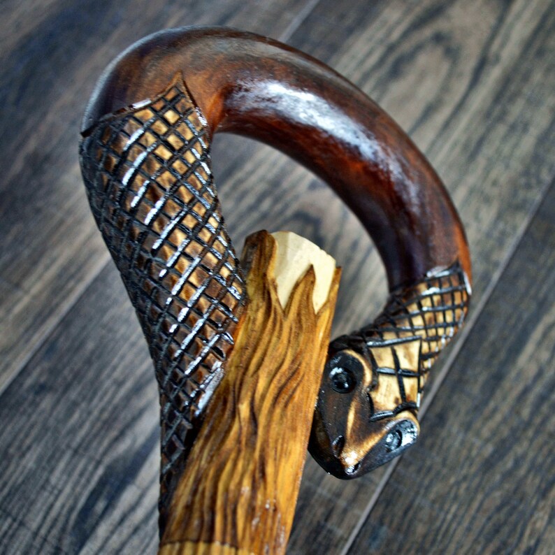 Snake Cane Collectible Cane Wooden Cane Walking Cane Wooden Etsy