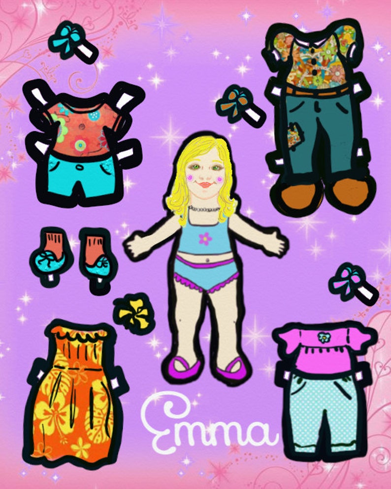 EmmaPaper doll DIGITAL DOWNLOAD girl girl toy scrap Etsy
