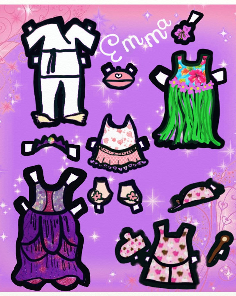 EmmaPaper doll DIGITAL DOWNLOAD girl girl toy scrap Etsy