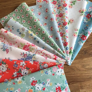 Cath Kidston 10 * 25cm x 25cm Square bundle Clifton kempton ditsy mews apples sweetheart rose haberdashery 100% Cotton Fabric New