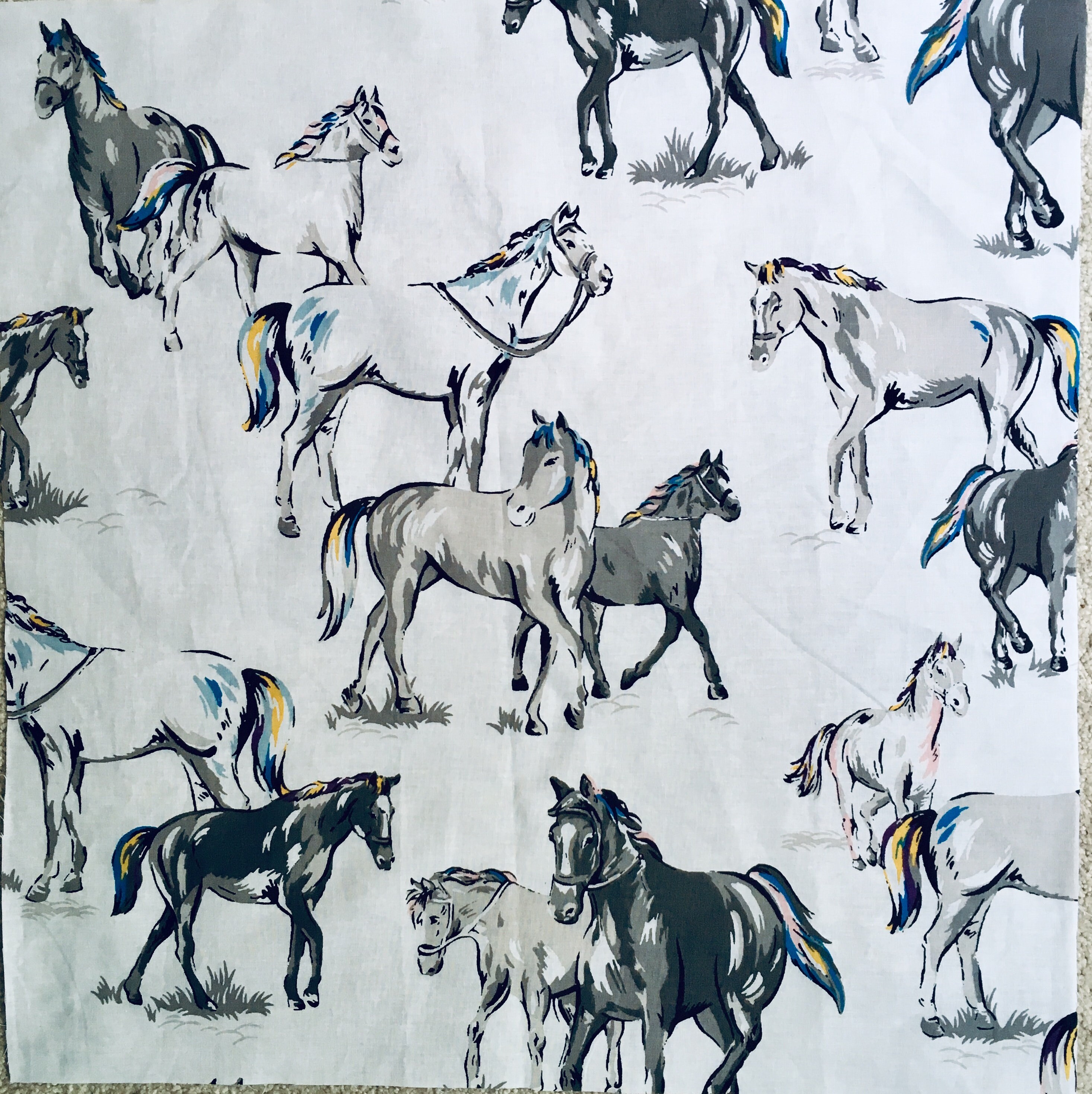 FABRIC Cath Kidston Large Wild Horses on White Lightweight 100 Cotton New Various Sizes Available Etsy