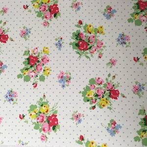 FABRIC Cath Kidston Pastel Flowers dots on cream 50cm x 50cm Square 100% lightweight cotton New