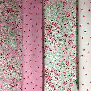 FABRIC Cath Kidston for IKEA Rosali Range Choice of 4 patterns Paisley Dot Spot pink grey FQ 50cm 20&quot; Square Lightweight 100% Cotton New