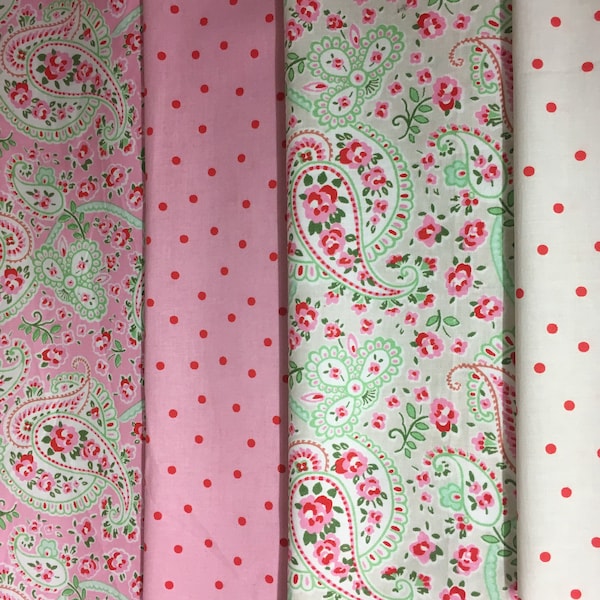 FABRIC Cath Kidston for IKEA Rosali Range Choice of 4 patterns Paisley Dot Spot pink grey FQ 50cm 20" Square Lightweight 100% Cotton New