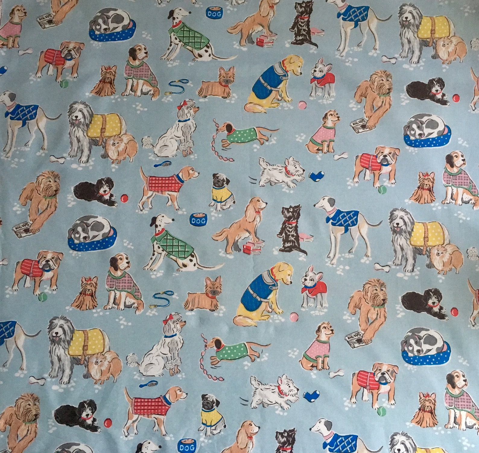 Cath Kidston Pet Dogs on Blue 50cm 20 square Fat Quarter FQ Etsy