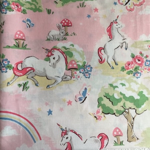 TESSUTO Cath Kidston Unicorn Kingdom 50 cm x 50 cm Quadrato Leggero 100% cotone Nuovo Altre taglie disponibili