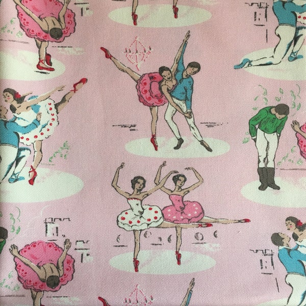 TISSU Danseuses de ballet Cath Kidston rose FQ 20 po. 50 cm x 50 cm carré ameublement de poids moyen 100 % coton canard