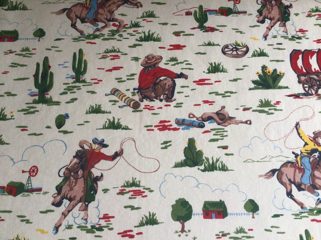 FABRIC Cath Kidston Cowboy on Cream Choice of Sizes Medium Weight