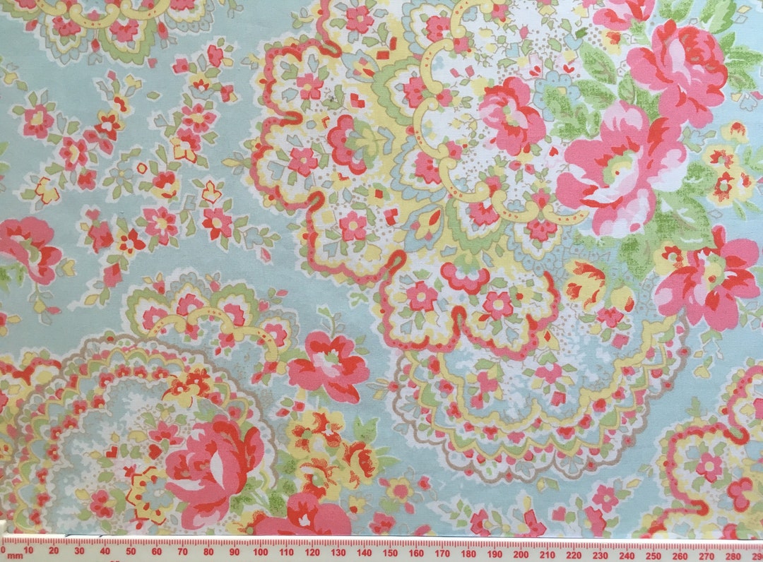 FABRIC Cath Kidston Paisley Rose on Blue Background FQ 50cm X 50cm 20
