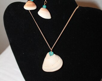 Seashell Beach Necklace Seashell Pendant Necklace/Earrings SET