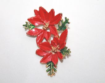 Vintage Poinsettia Brooch Pin