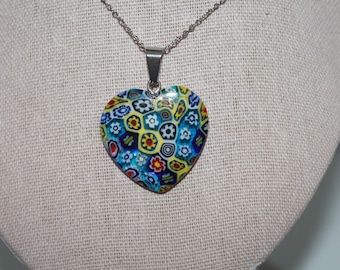 Heart Murano Millefiori Necklace