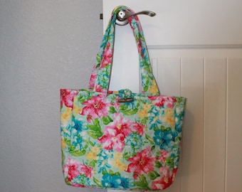 Handmade Quilted Tote Bag Watercolor