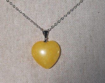 Heart Yellow Jade Necklace