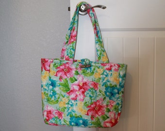 Handmade Fabric Shoulder Bag Purse Watercolor