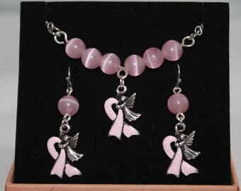 Breast Cancer Awareness Necklace Set