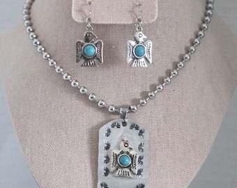 Turquoise ThunderBird Necklace SET