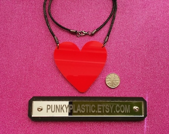 Heart large pendant acrylic necklace