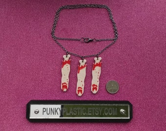 Bloody horrible severed fingers acrylic necklace