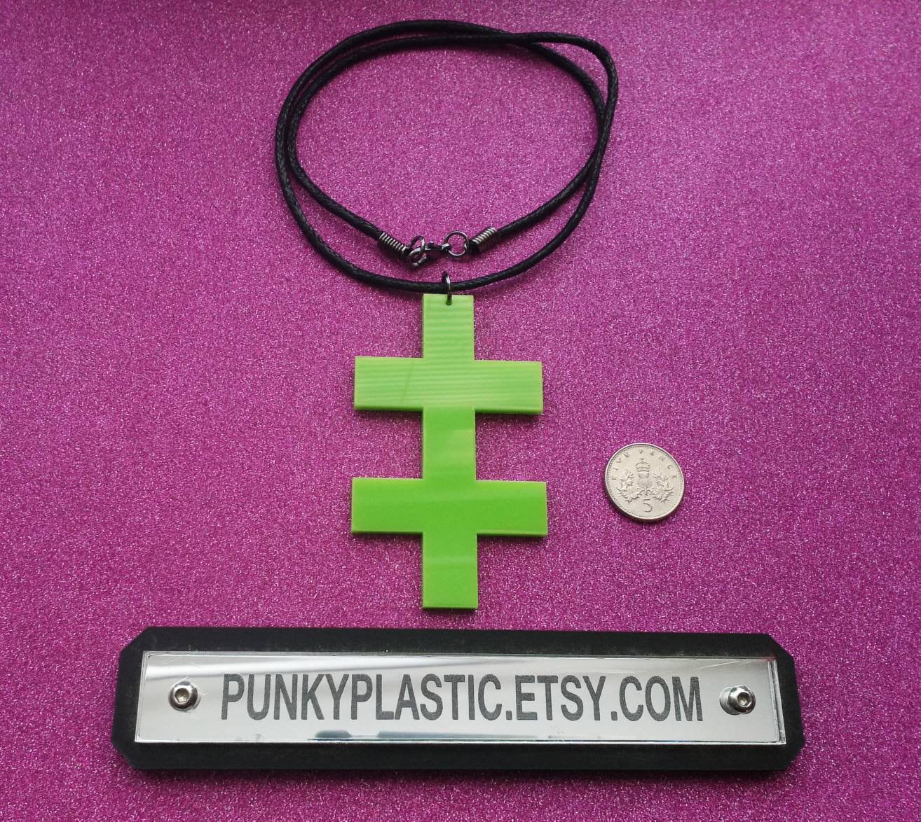 Marilyn Manson Collier En Acier Inoxydable Double Pendentif Croix Merch logo symbole