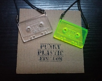 Acrylic retro cassette tape necklace