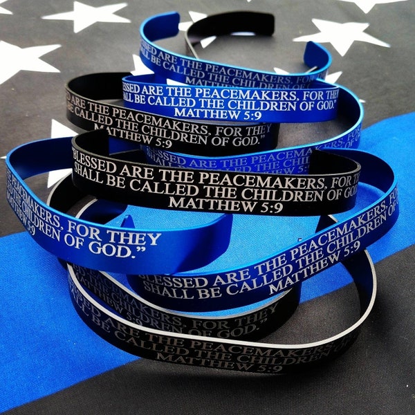 Matthew 5:9 Metal Bracelet, Blessed are the Peacemakers, Engraved